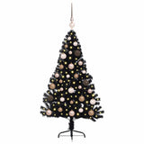 Vidaxl kunstmatig voorverlicht kerstboom met 150 led zwart 120 cm pvc - afbeelding 3