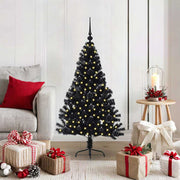 Vidaxl kunstmatig voorverlicht kerstboom met 150 led zwart 120 cm pvc - afbeelding 1