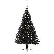Vidaxl kunstmatig voorverlicht kerstboom met 150 led zwart 120 cm pvc - afbeelding 3