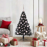 Vidaxl kunstmatig voorverlicht kerstboom met 150 led zwart 120 cm pvc - afbeelding 1