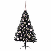 Vidaxl kunstmatig voorverlicht kerstboom met 150 led zwart 120 cm pvc - afbeelding 3