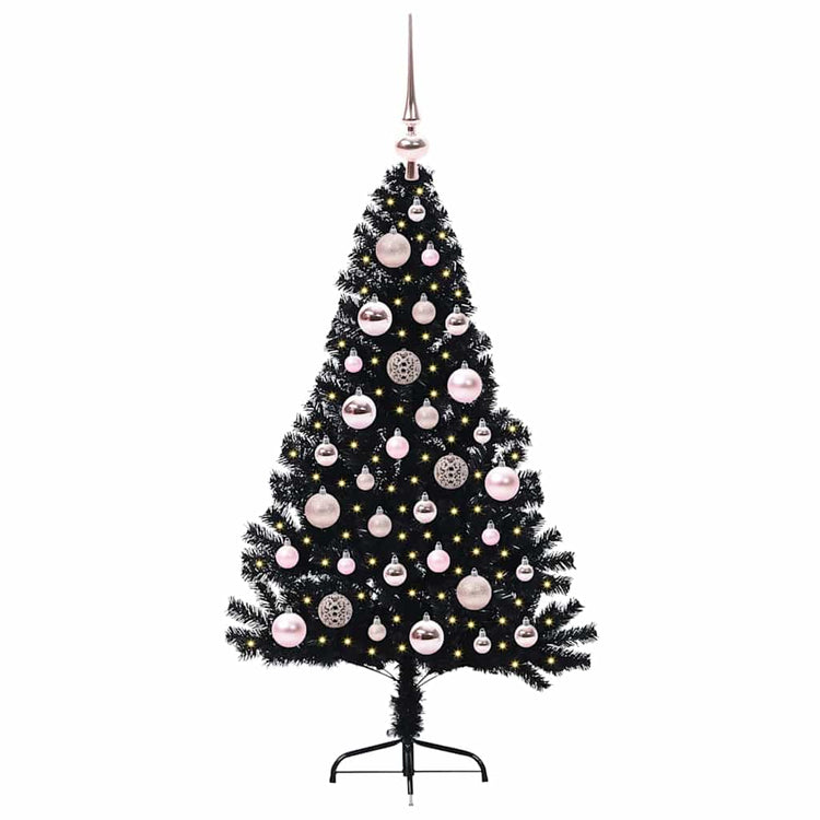 Vidaxl kunstmatig voorverlicht kerstboom met 150 led zwart 120 cm pvc