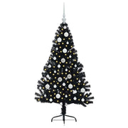 Vidaxl kunstmatig voorverlicht kerstboom met 150 led zwart 120 cm pvc - afbeelding 3