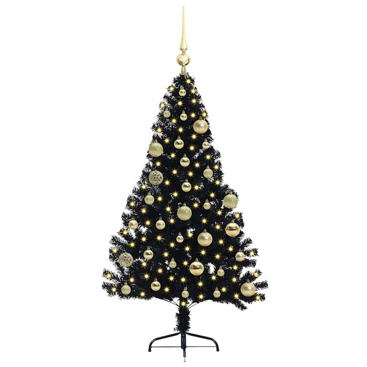 Vidaxl kunstmatig voorverlicht kerstboom met 150 led zwart 120 cm pvc