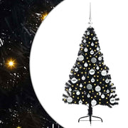 Vidaxl kunstmatig voorverlicht kerstboom met 150 led zwart 120 cm pvc - afbeelding 2
