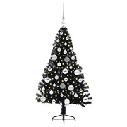 Vidaxl kunstmatig voorverlicht kerstboom met 150 led zwart 120 cm pvc - afbeelding 3