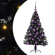 Vidaxl kunstmatig voorverlicht kerstboom met 150 led zwart 120 cm pvc - afbeelding 2