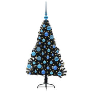 Vidaxl kunstmatig voorverlicht kerstboom met 150 led zwart 120 cm pvc - afbeelding 3