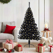 Vidaxl kunstmatig voorverlicht kerstboom met 150 led zwart 150 cm pvc - afbeelding 1