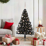 Vidaxl kunstmatig voorverlicht kerstboom met 150 led zwart 150 cm pvc - afbeelding 1