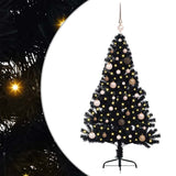 Vidaxl kunstmatig voorverlicht kerstboom met 150 led zwart 150 cm pvc - afbeelding 2