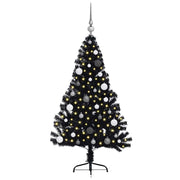 Vidaxl kunstmatig voorverlicht kerstboom met 150 led zwart 150 cm pvc - afbeelding 3