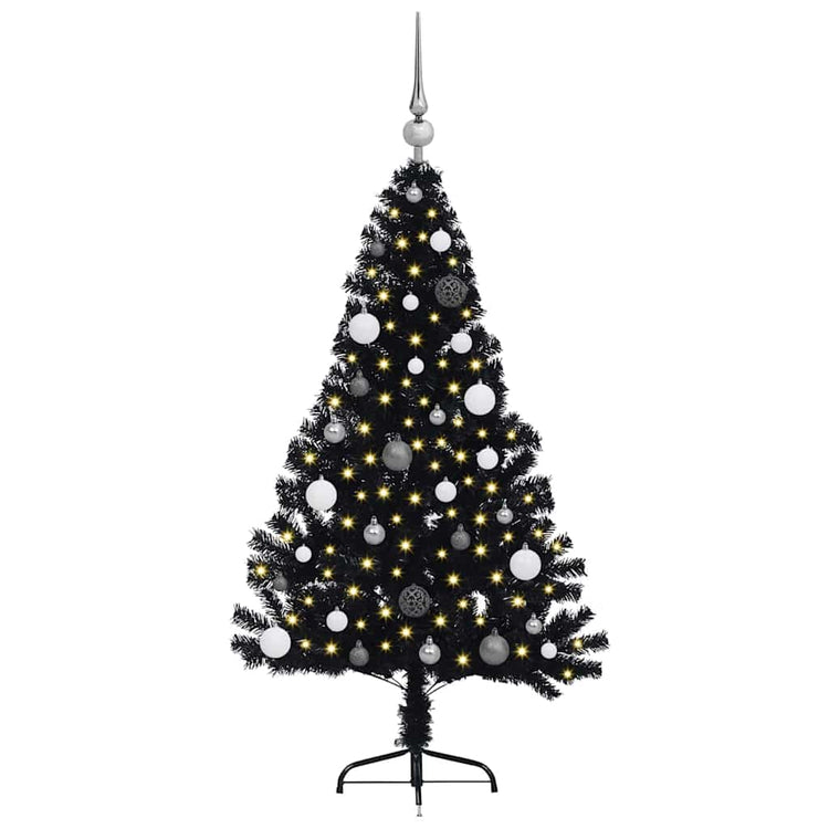 Vidaxl kunstmatig voorverlicht kerstboom met 150 led zwart 150 cm pvc