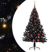 Vidaxl kunstmatig voorverlicht kerstboom met 150 led zwart 150 cm pvc - afbeelding 2