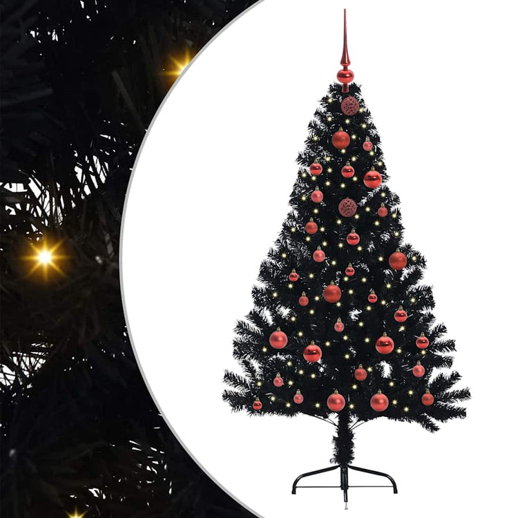 Vidaxl kunstmatig voorverlicht kerstboom met 150 led zwart 150 cm pvc