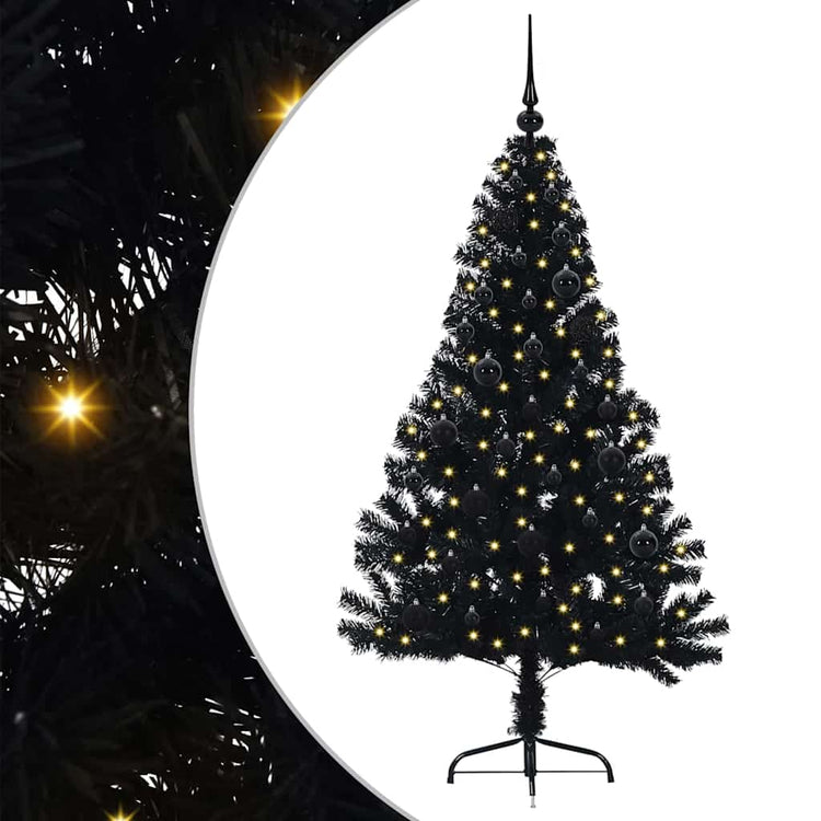 Vidaxl kunstmatig voorverlicht kerstboom met 150 led zwart 150 cm pvc