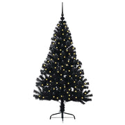 Vidaxl kunstmatig voorverlicht kerstboom met 150 led zwart 150 cm pvc - afbeelding 3