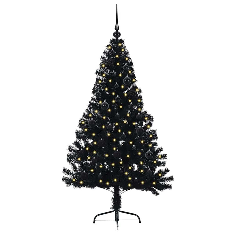 Vidaxl kunstmatig voorverlicht kerstboom met 150 led zwart 150 cm pvc