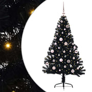 Vidaxl kunstmatig voorverlicht kerstboom met 150 led zwart 150 cm pvc - afbeelding 1