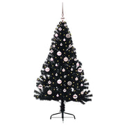 Vidaxl kunstmatig voorverlicht kerstboom met 150 led zwart 150 cm pvc - afbeelding 2