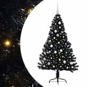 Vidaxl kunstmatig voorverlicht kerstboom met 150 led zwart 150 cm pvc - afbeelding 2