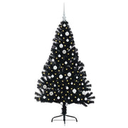 Vidaxl kunstmatig voorverlicht kerstboom met 150 led zwart 150 cm pvc - afbeelding 3