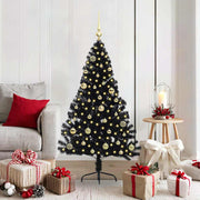 Vidaxl kunstmatig voorverlicht kerstboom met 150 led zwart 150 cm pvc - afbeelding 1
