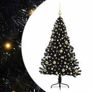 Vidaxl kunstmatig voorverlicht kerstboom met 150 led zwart 150 cm pvc - afbeelding 2