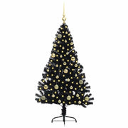 Vidaxl kunstmatig voorverlicht kerstboom met 150 led zwart 150 cm pvc - afbeelding 3