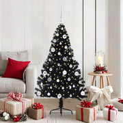 Vidaxl kunstmatig voorverlicht kerstboom met 150 led zwart 150 cm pvc - afbeelding 1