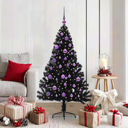 Vidaxl kunstmatig voorverlicht kerstboom met 150 led zwart 150 cm pvc - afbeelding 1