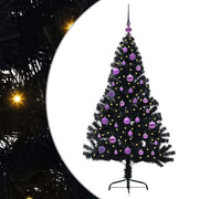 Vidaxl kunstmatig voorverlicht kerstboom met 150 led zwart 150 cm pvc - afbeelding 2