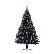 Vidaxl kunstmatig voorverlicht kerstboom met 150 led zwart 150 cm pvc - afbeelding 3