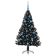 Vidaxl kunstmatig voorverlicht kerstboom met 150 led zwart 150 cm pvc - afbeelding 3