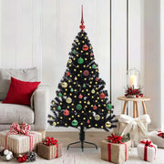 Vidaxl kunstmatig voorverlicht kerstboom met 150 led zwart 150 cm pvc - afbeelding 1