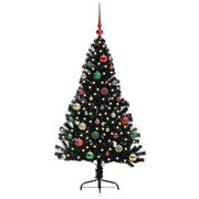 Vidaxl kunstmatig voorverlicht kerstboom met 150 led zwart 150 cm pvc - afbeelding 3