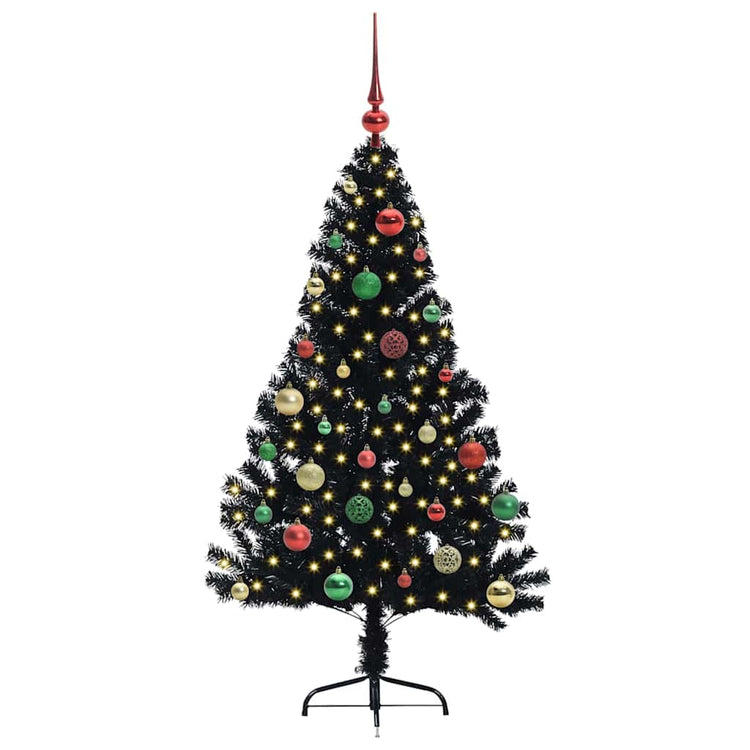 Vidaxl kunstmatig voorverlicht kerstboom met 150 led zwart 150 cm pvc