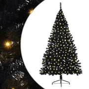 Vidaxl kunstmatig voorverlicht kerstboom met 300 led zwart 180 cm pvc - afbeelding 2