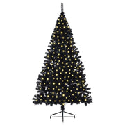 Vidaxl kunstmatig voorverlicht kerstboom met 300 led zwart 180 cm pvc - afbeelding 3