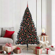 Vidaxl kunstmatig voorverlicht kerstboom met 300 led zwart 180 cm pvc - afbeelding 1