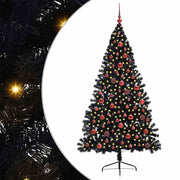 Vidaxl kunstmatig voorverlicht kerstboom met 300 led zwart 180 cm pvc - afbeelding 2