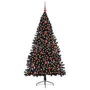 Vidaxl kunstmatig voorverlicht kerstboom met 300 led zwart 180 cm pvc - afbeelding 3