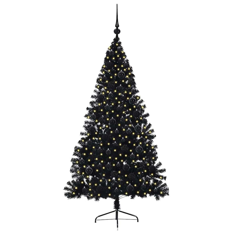 Vidaxl kunstmatig voorverlicht kerstboom met 300 led zwart 180 cm pvc