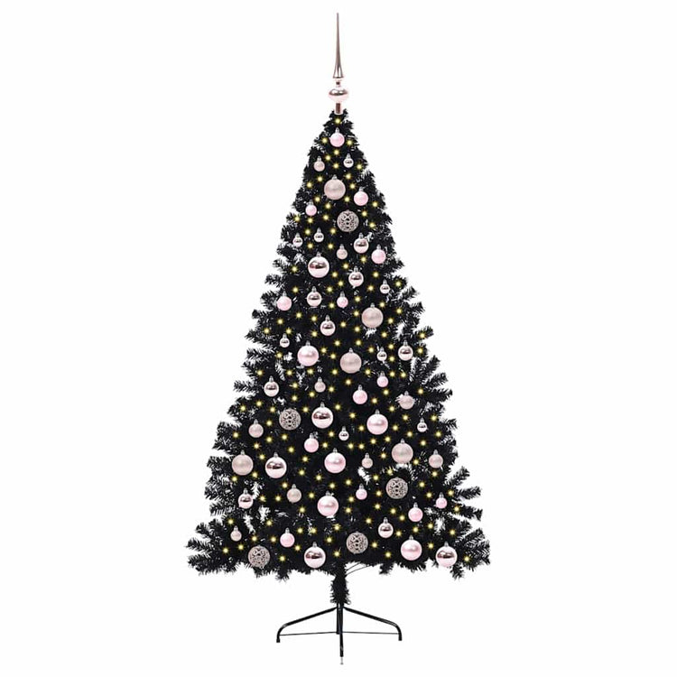 Vidaxl kunstmatig voorverlicht kerstboom met 300 led zwart 180 cm pvc