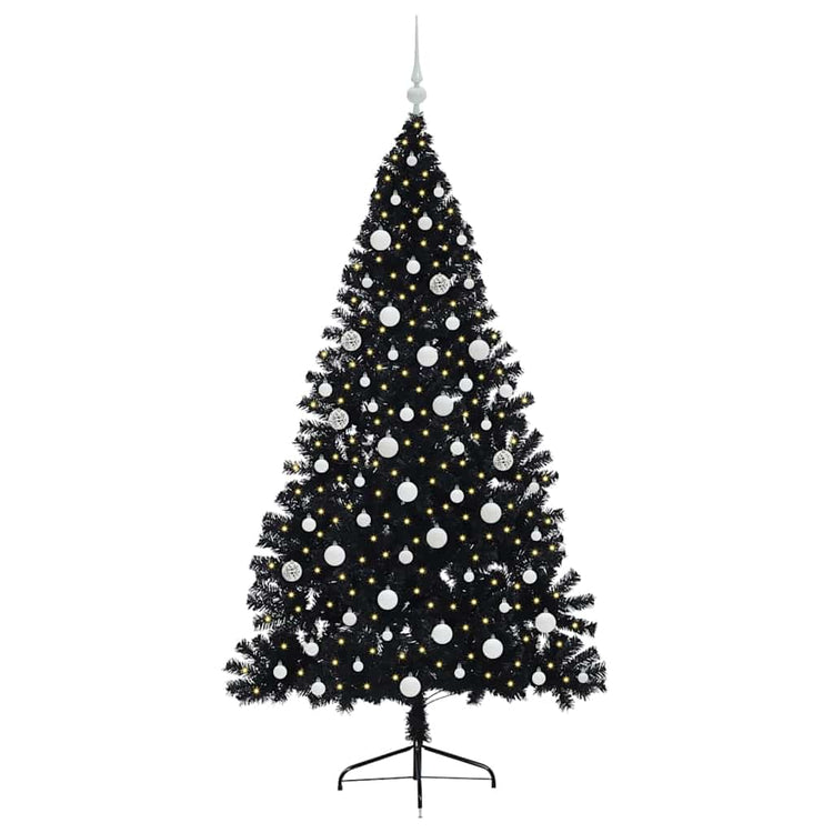 Vidaxl kunstmatig voorverlicht kerstboom met 300 led zwart 180 cm pvc