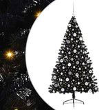 Vidaxl kunstmatig voorverlicht kerstboom met 300 led zwart 180 cm pvc - afbeelding 2