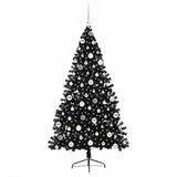 Vidaxl kunstmatig voorverlicht kerstboom met 300 led zwart 180 cm pvc - afbeelding 3