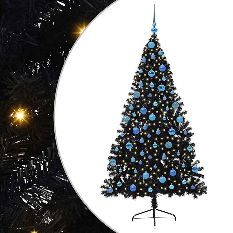 Vidaxl kunstmatig voorverlicht kerstboom met 300 led zwart 180 cm pvc