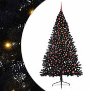 Vidaxl kunstmatig voorverlicht kerstboom met 300 led zwart 210 cm pvc - afbeelding 2