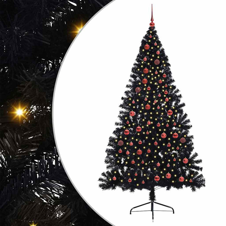 Vidaxl kunstmatig voorverlicht kerstboom met 300 led zwart 210 cm pvc